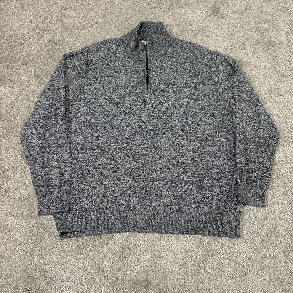 Hawker Rye Cotton Cashmere Sweater Mens Size XL 1/4 Zip Long Sleeve Gray Casual